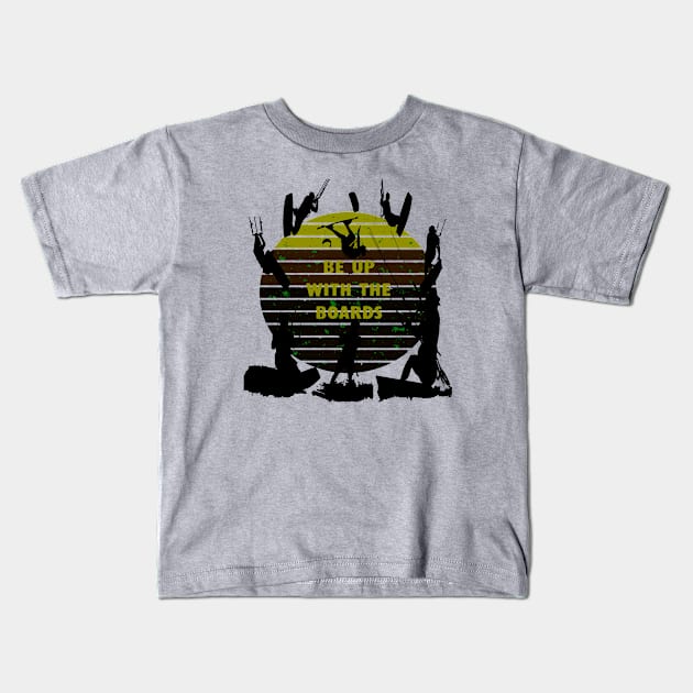 Kitesurfers Be Up With The Boards Retro Style Kids T-Shirt by taiche